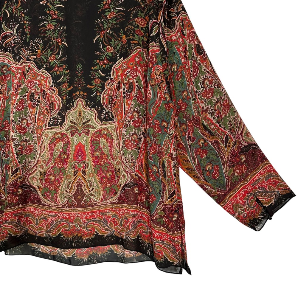 Lauren Ralph Lauren Womens 3X Paisley Floral Sheer Peasant Boho Blouse Top - Picture 11 of 12